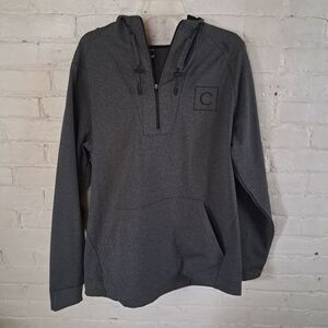 UNRL Mens XL Charcoal Gray Hoodie Quarter Zip Sweatshirt Embroidered "C" Stretch